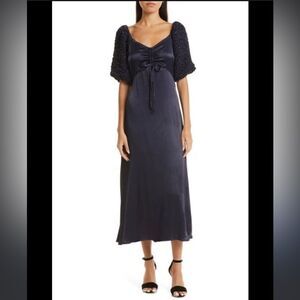 ByTimo Satin Crepe Puff Sleeve Gown in Navy Size XS
